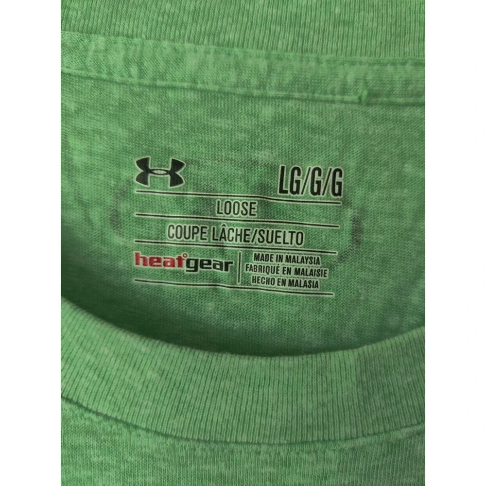 Under Armor Heat Gear Men's L Loose T-shirt New York Green/Black Cotton‎ Blend